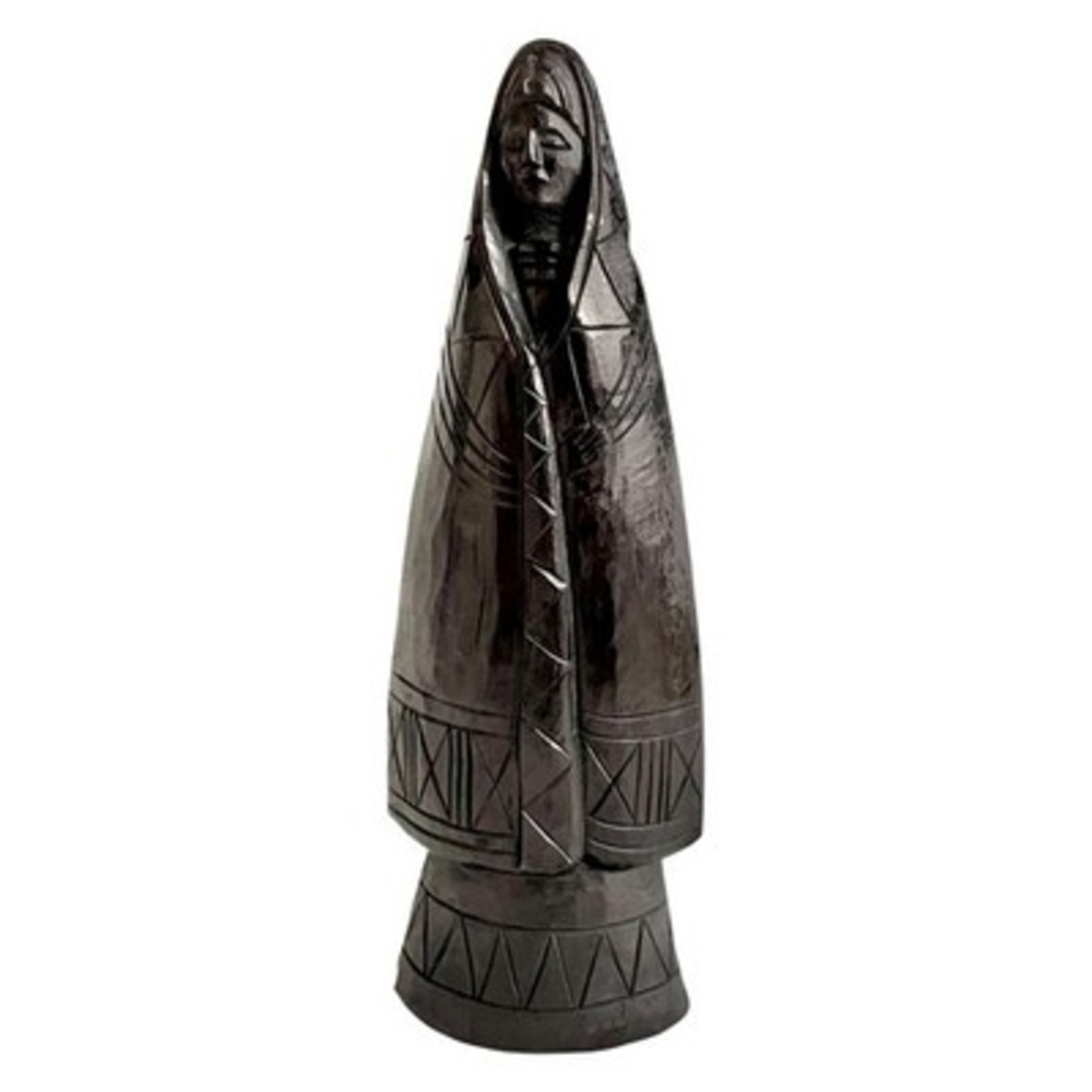 13" Unique African Hand-Carved Ebony Black Wood Madonna Statue Artisan Art